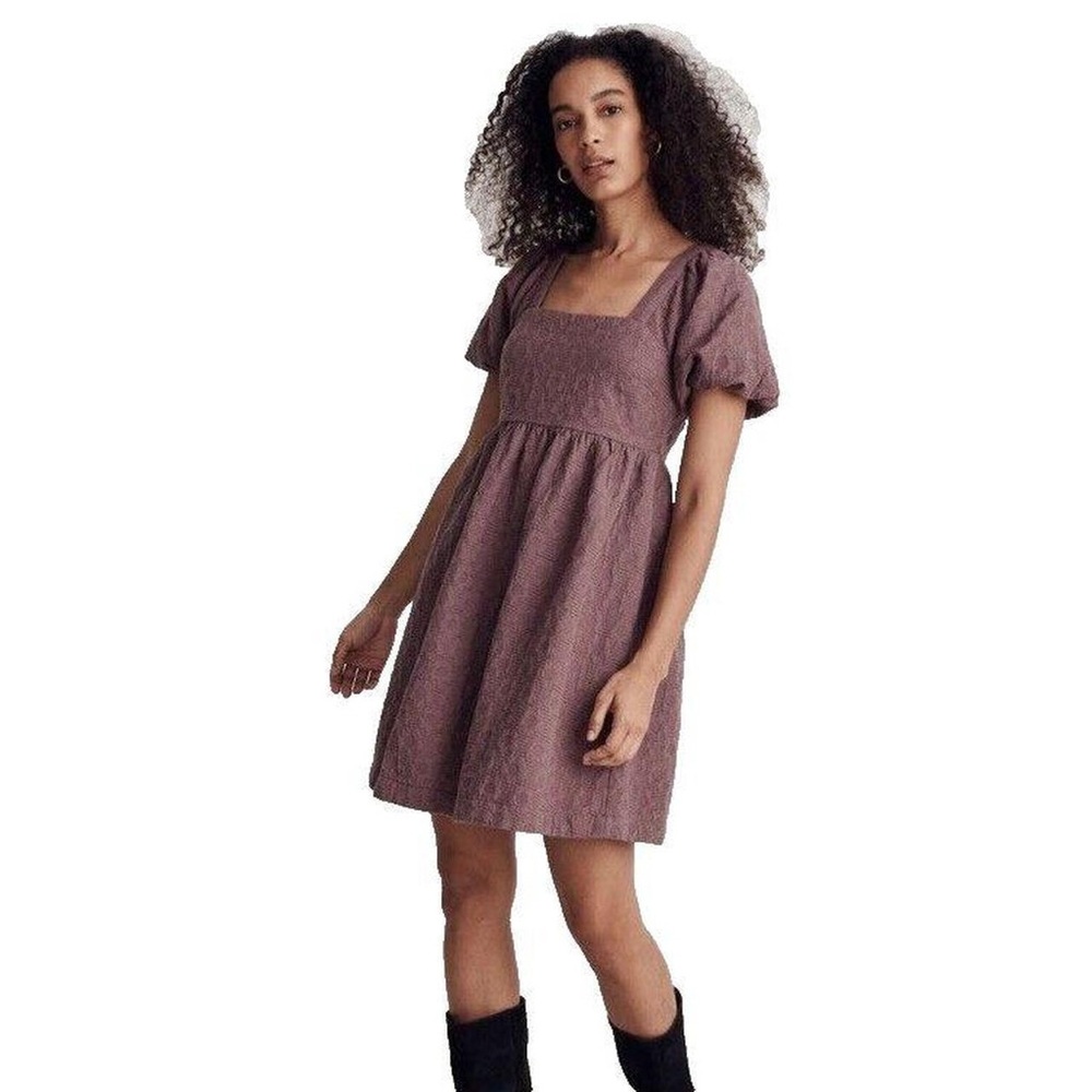 Madewell floral quilted puff sleeve mini dress